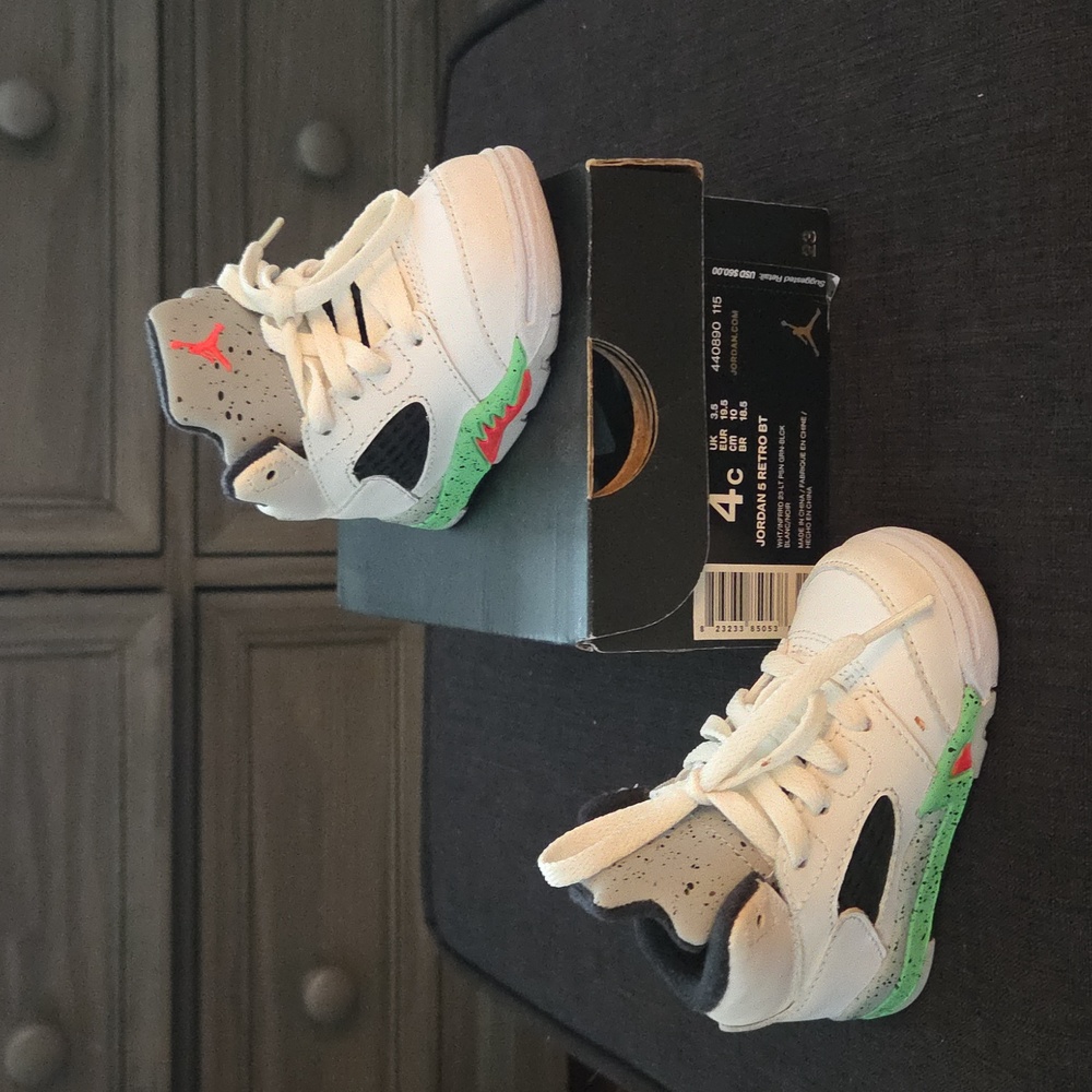 Jordan Baby Sneakers White with Green and Black Accents